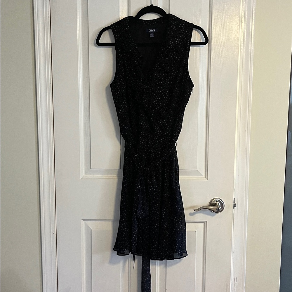 5 for $25 Chaps Black Polka Dot Sleeveless Dress
